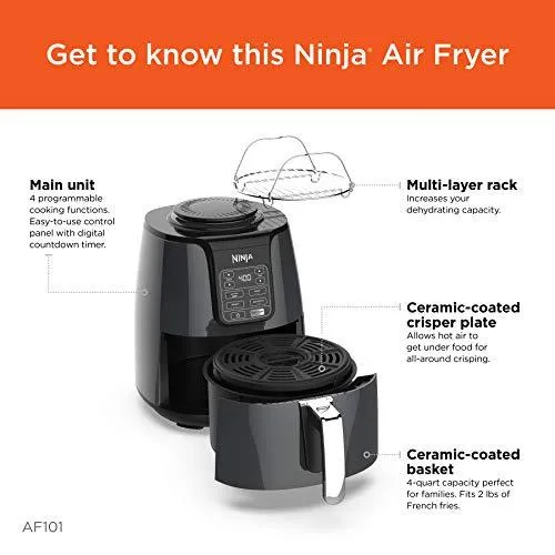 Ninja AF101 Air Fryer, 4 Qt, Black/gray