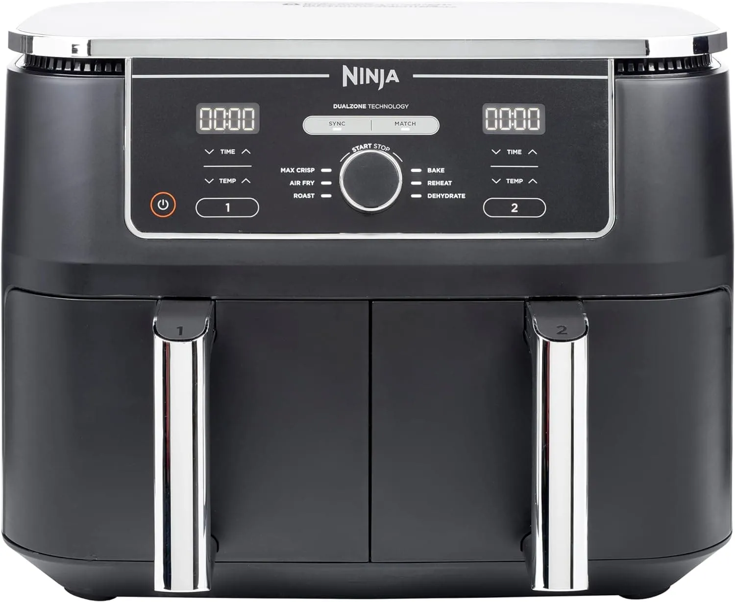 Ninja Foodi MAX Dual Zone Digital Air Fryer, 2 Drawers, 9.5L, 6-in-1, Uses No Oil, Max Crisp, Roast, Bake, Reheat, Dehydrate, Cook 8 Portions, Non-Stick Dishwasher Safe Baskets, Black AF400UK