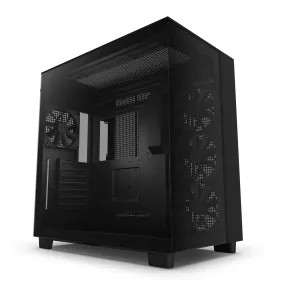 NZXT H9 Flow Black Dual Chamber ATX Gaming PC Case Mid Tower, Tempered Glass, High Airflow