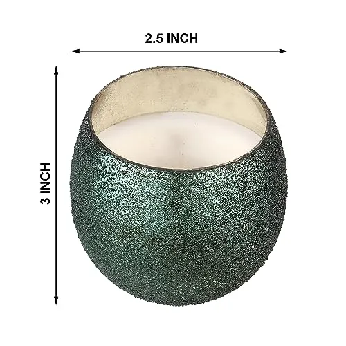 Oceann Gloww Cavernous Green Round Dewdrop Scented Glass Candle I Set of 2 I 34 Hrs I