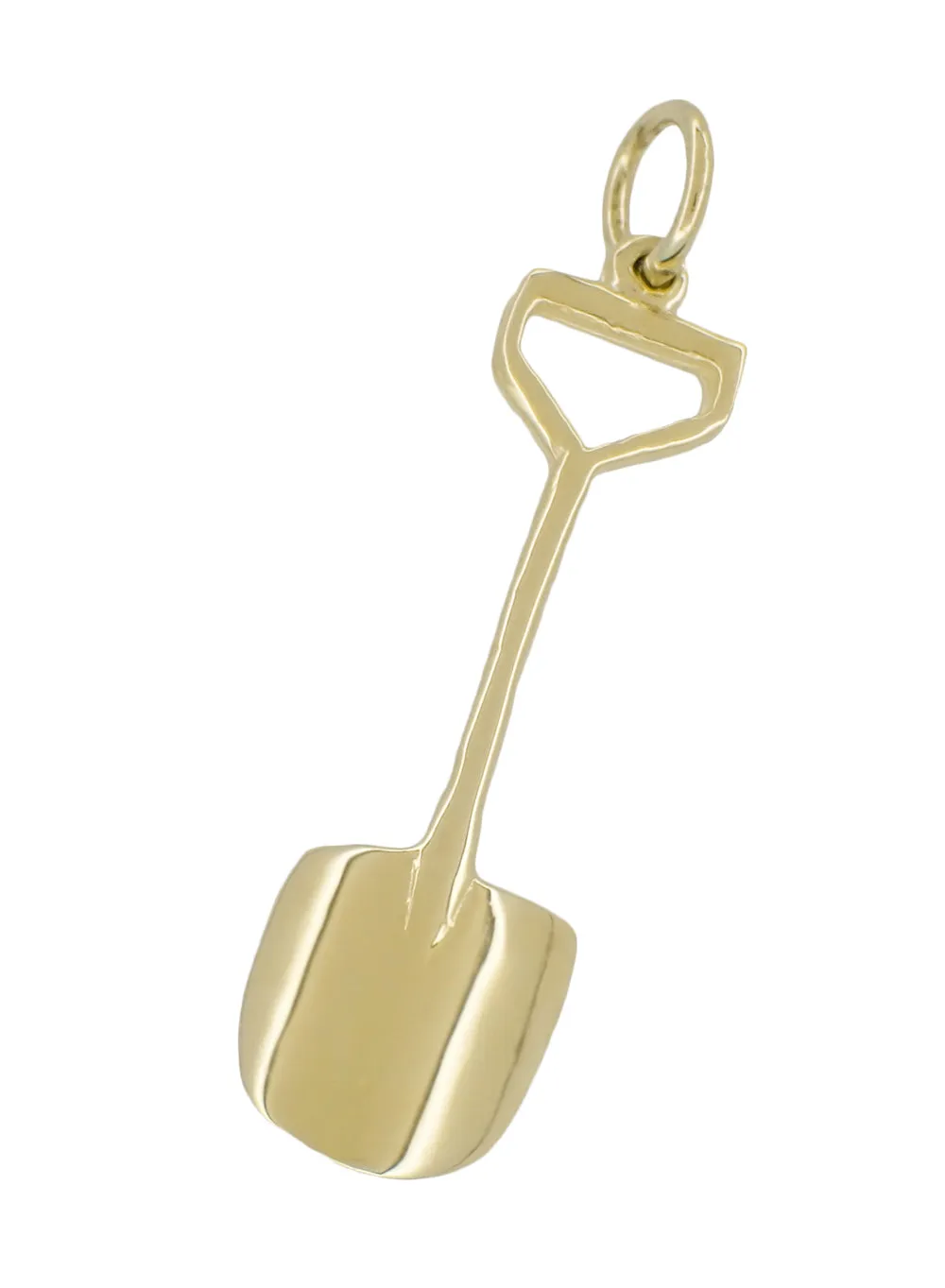 Old Shovel Charm with Diamond in 14 Karat Yellow Gold