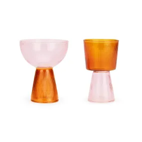 Oorun Didon Glass Cups: Pink   Amber