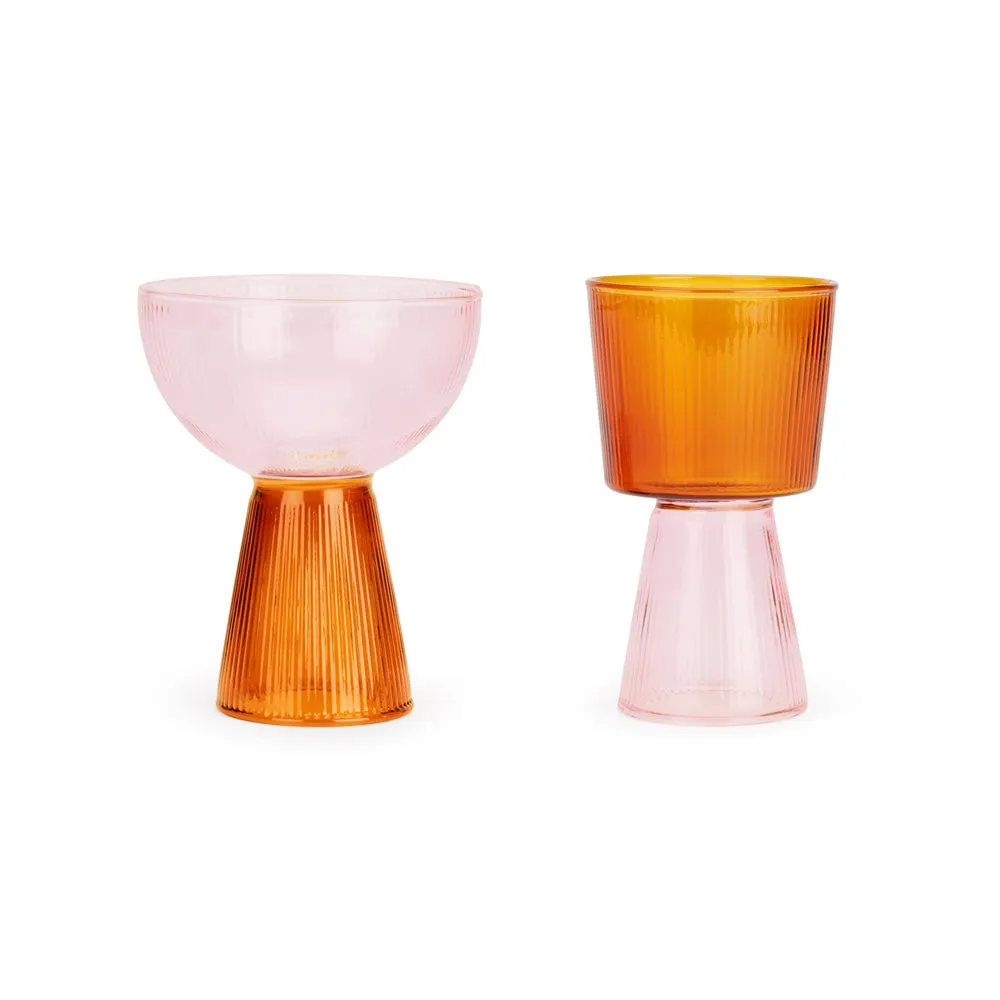 Oorun Didon Glass Cups: Pink   Amber