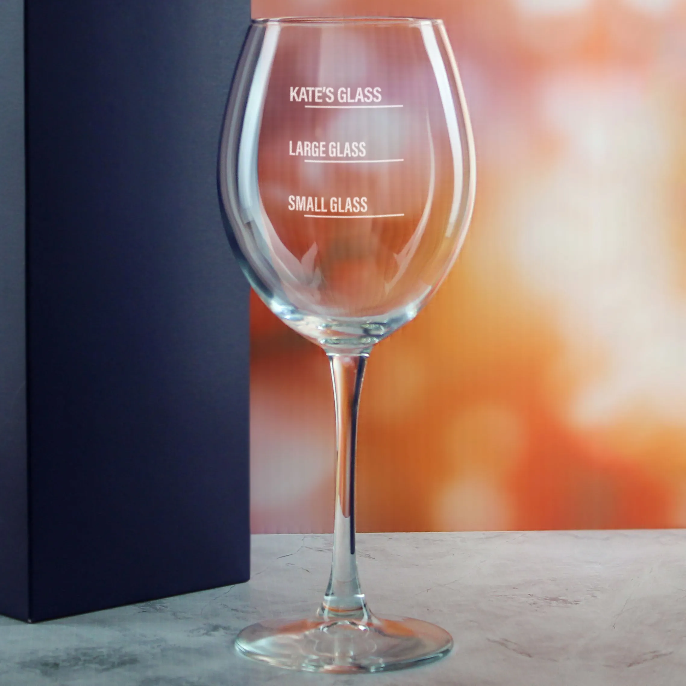 Personalised Engraved Enoteca Wine Glass with Name's Glass Bold Measurements Design, Customise with Any Name