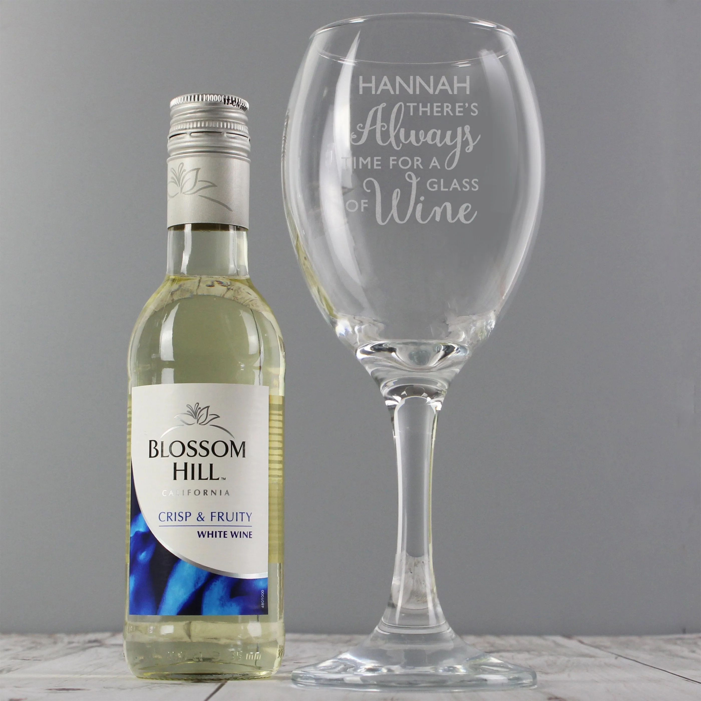 Personalised White Wine & 'Always Time For Wine' Glass Set