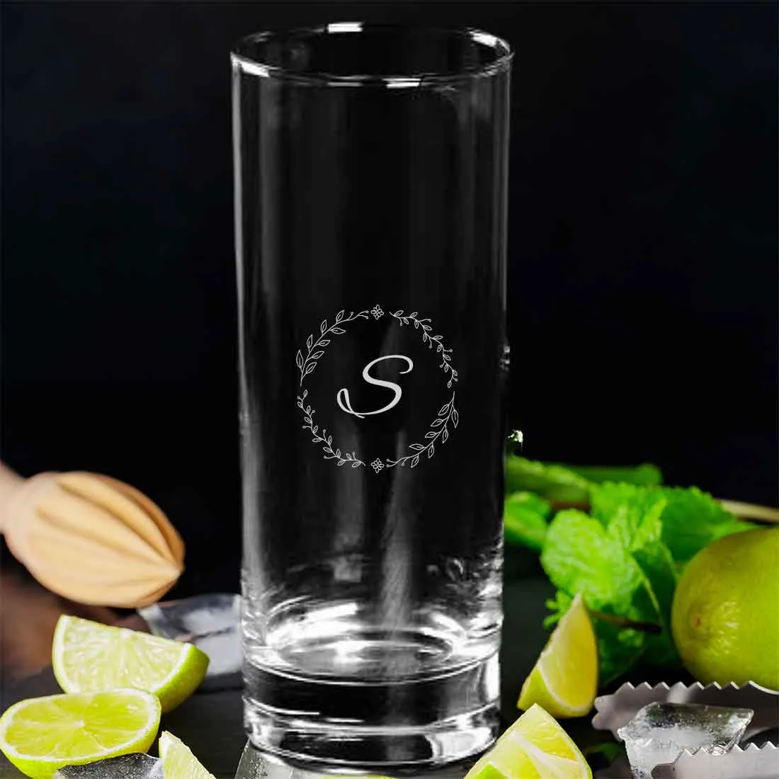 Personalized Mojito Glassware Engraved with Initial - Alcohol Glasses