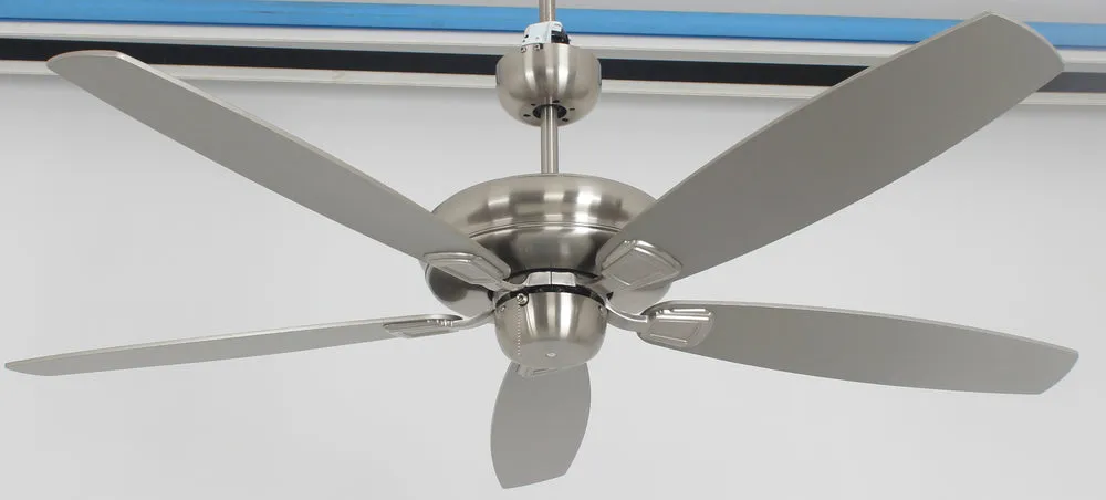 Phantom 56 inch Brushed Nickel Ceiling Fan without Lights - Silver/Walnut Blades