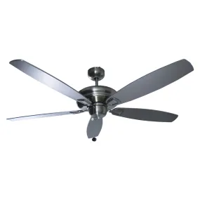 Phantom 56 inch Brushed Nickel Ceiling Fan without Lights - Silver/Walnut Blades