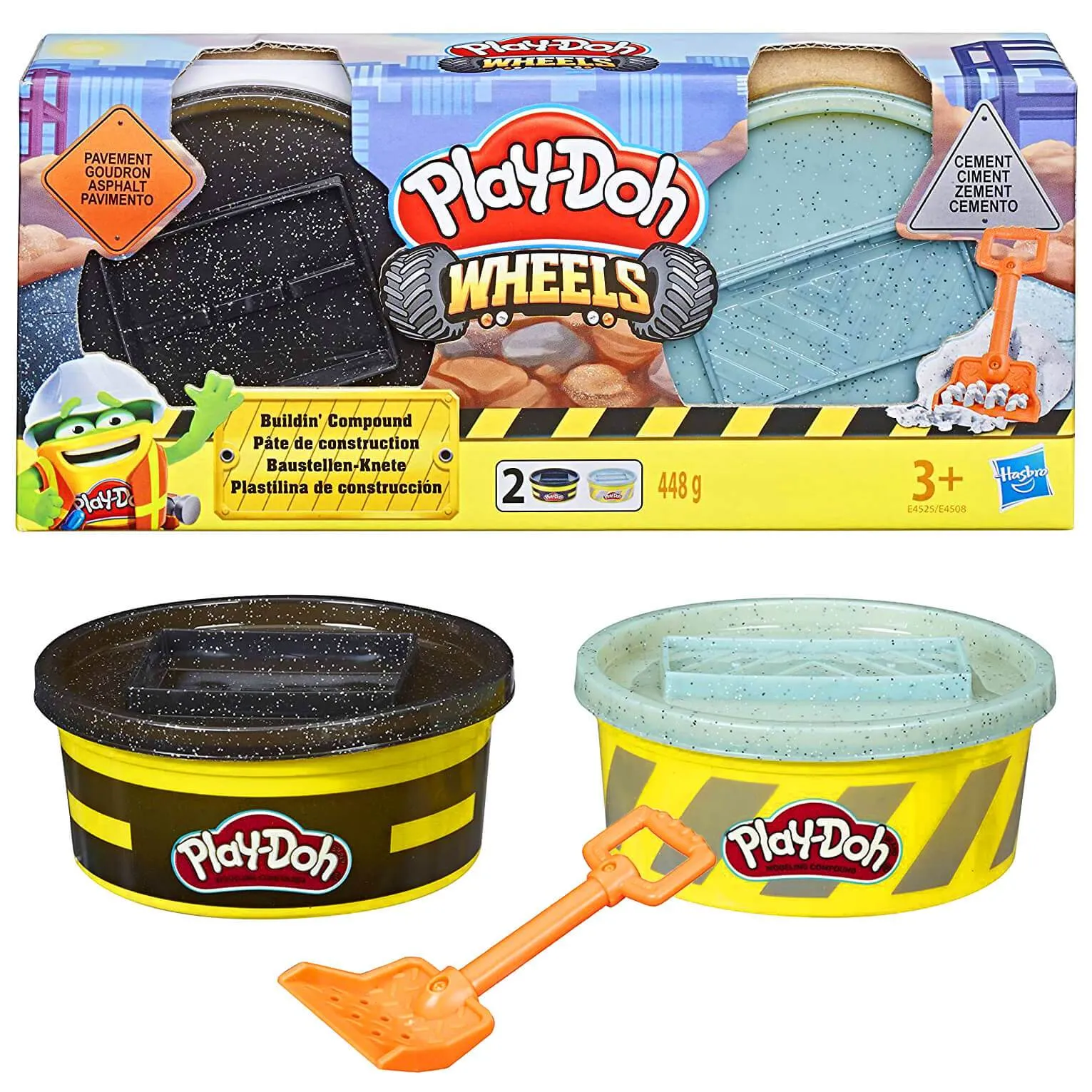 Play-Doh Wheels Compound Sets 2x8oz Tubs Dough Stamper Lid Tool