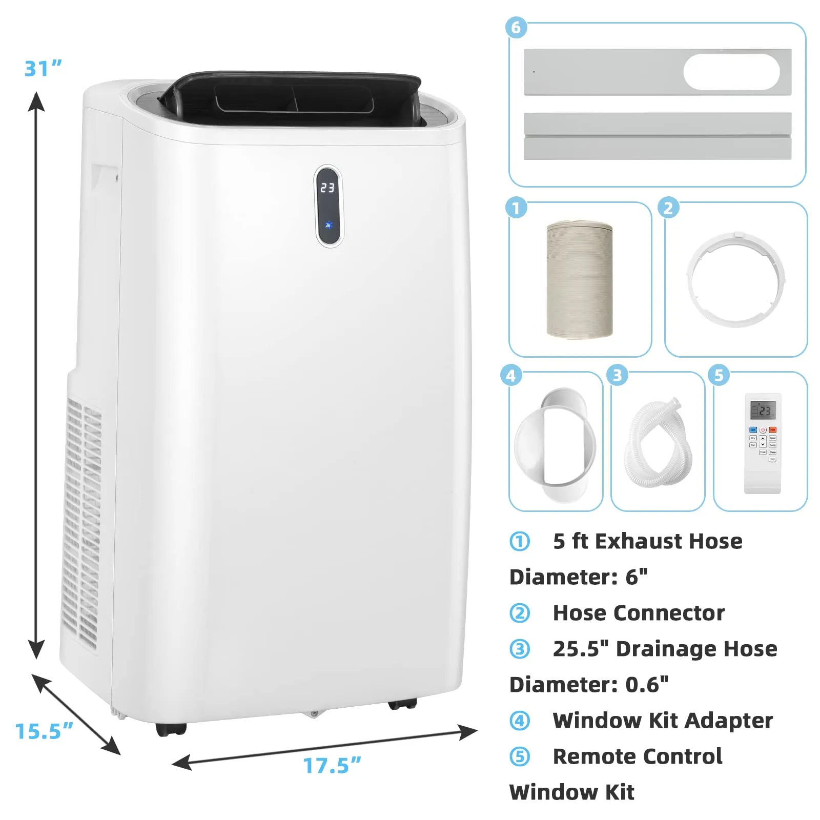 Portable Air Conditioners, 12000 BTU 4 in 1 AC Unit with Cool, Fan, Heat & Dehumidifier