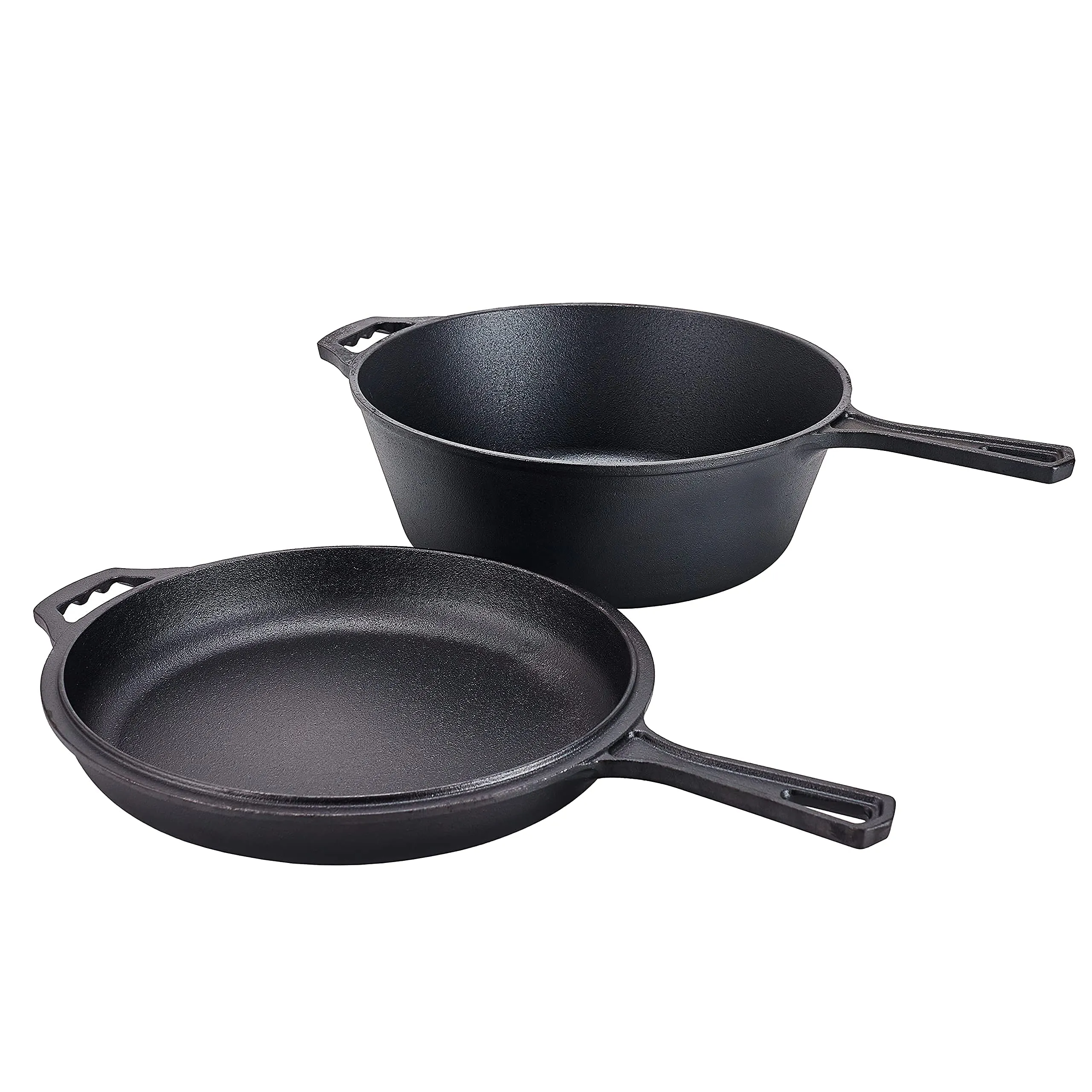 PreSeasoned 2-In-1 Cast Iron Multi-Cooker Heavy Duty Skillet And Lid Set, Versatile