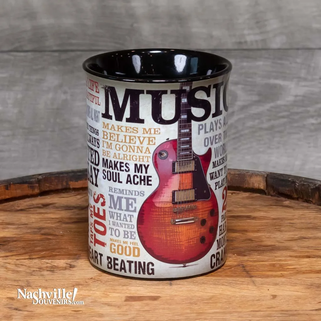 "Music Inspires Me" Guitar Coffee Mug