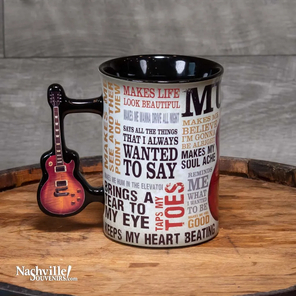 "Music Inspires Me" Guitar Coffee Mug