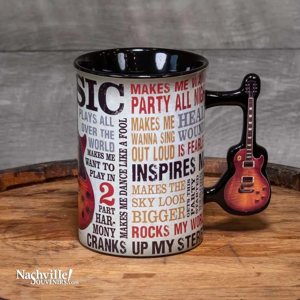 "Music Inspires Me" Guitar Coffee Mug