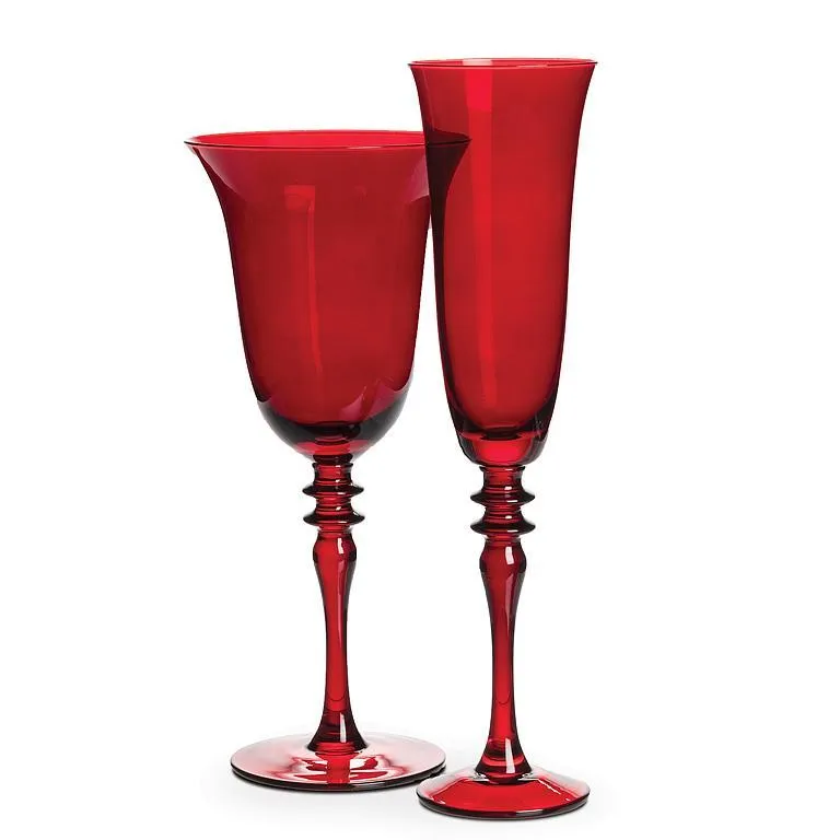 Red Flared Goblet with Ornate Stem