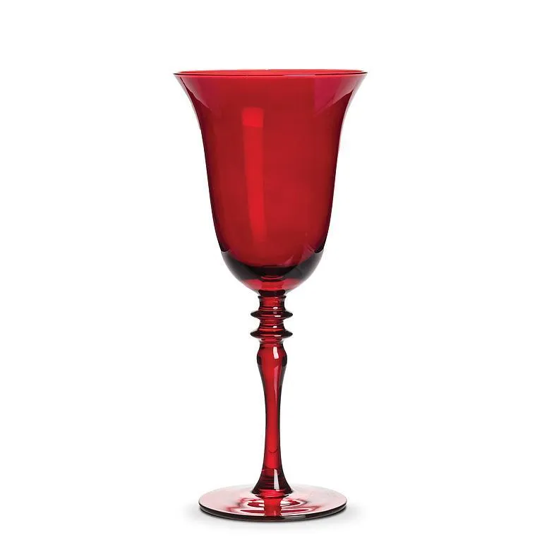 Red Flared Goblet with Ornate Stem