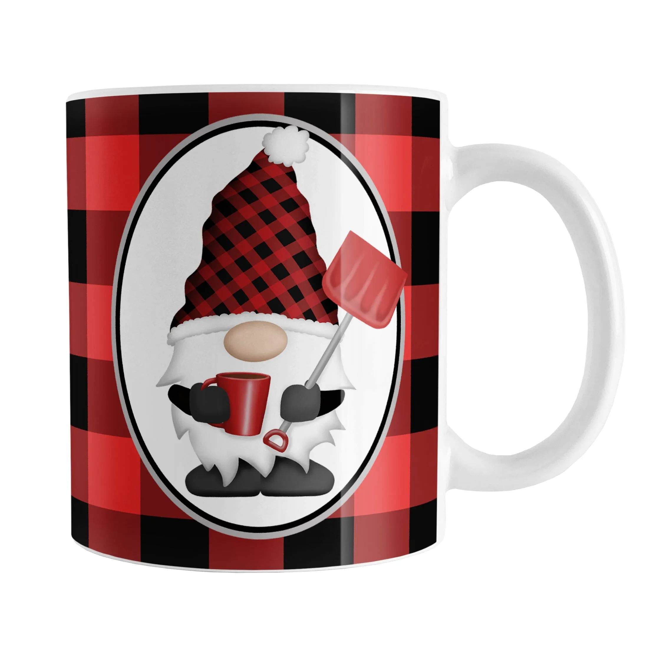 Red Gnome Buffalo Plaid Mug