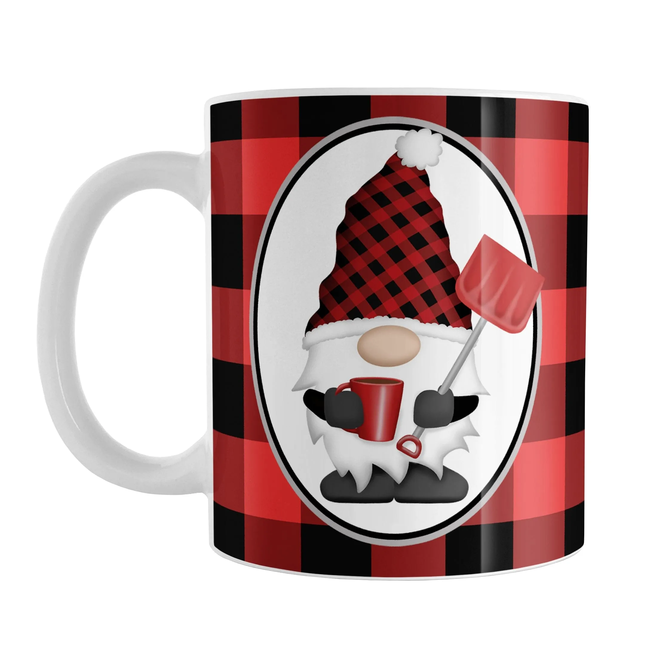 Red Gnome Buffalo Plaid Mug