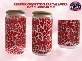 Red/Pink Coquette Talavera 16oz Glass Cup