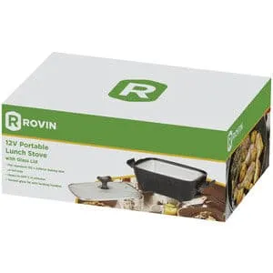 Rovin 12V Portable Lunch Stove Wth Glass Lid