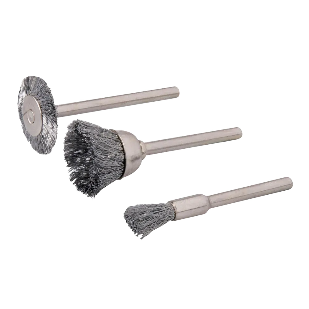 Silverline Rotary Tool Steel Wire Brush Set 3pce - 5, 15, 20mm Dia