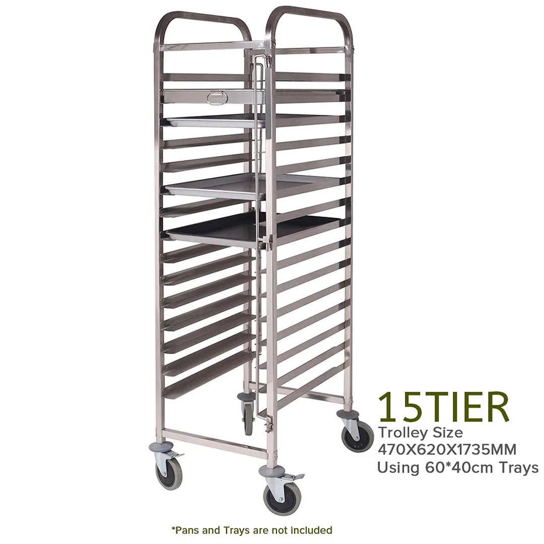 SOGA Gastronorm Trolley 16 Tier Stainless Steel with Aluminum Baking Pan Cooking Tray for Bakers