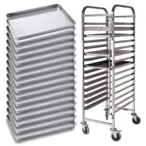 SOGA Gastronorm Trolley 16 Tier Stainless Steel with Aluminum Baking Pan Cooking Tray for Bakers