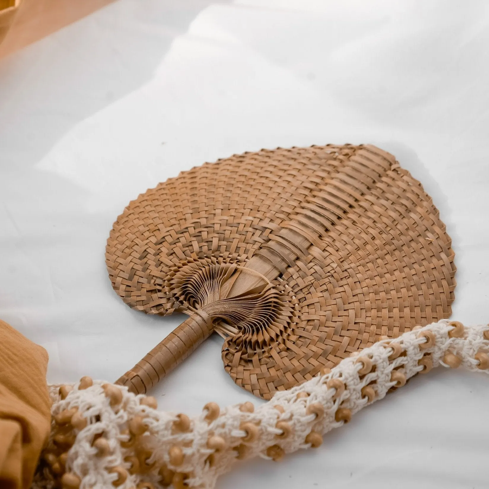 Tan Boho Decorative Fan