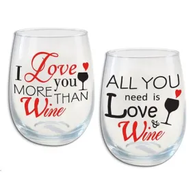 Valentines Stemless Wine Glass - 450ml