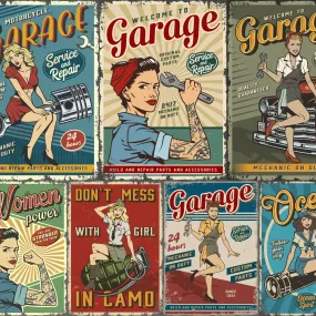 Vintage Garage Wallpaper