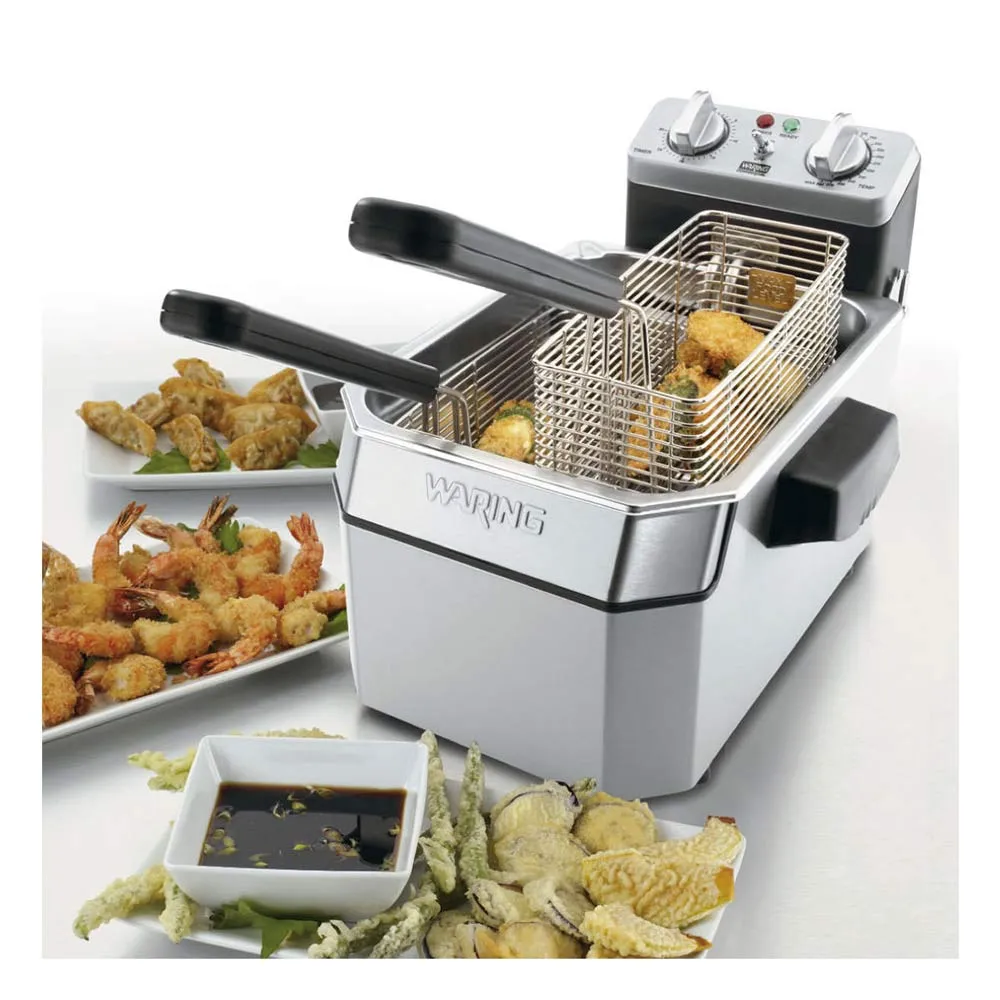 Waring WDF1000 Countertop Heavy-Duty Deep Fryer w/ 3 Baskets & Night Cover, Electric, 120V, 10 lb. cap.