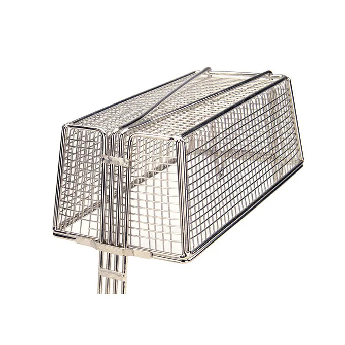 Winco FB-35 13" x 9.5" Nickel Plated Fry Basket with Plastic Grey Handle