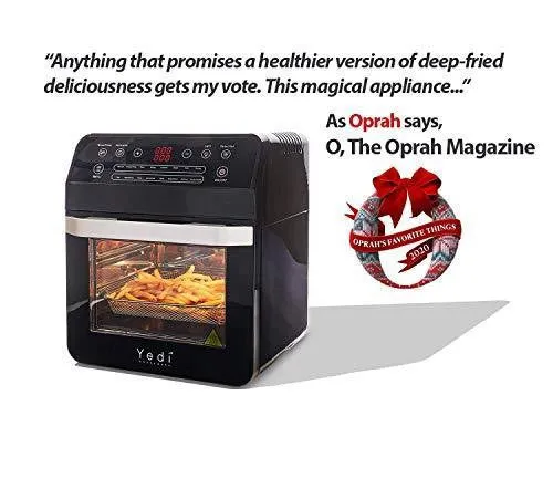 Yedi Total Package Air Fryer Oven XL, 12.7 Quart, Deluxe Accessory Kit, Recipes, BPA-Free, Auto Shutoff, Black