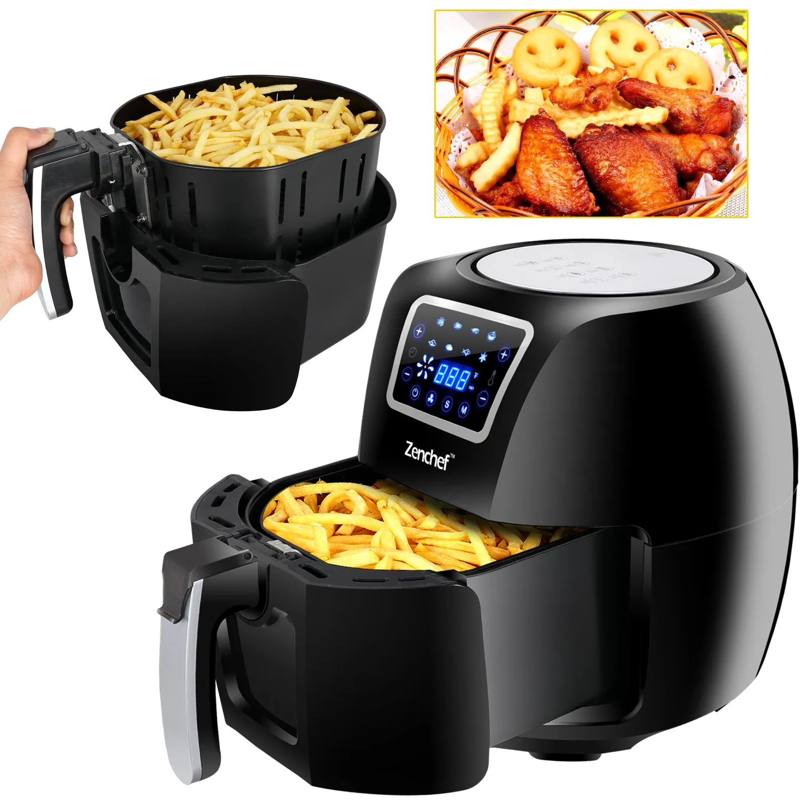 ZENY™Electric Air Fryer 1800W 5.8QT Cooking Tool For Healthy Oil Free Cooking w/Dishwasher Safe Parts  (#06)