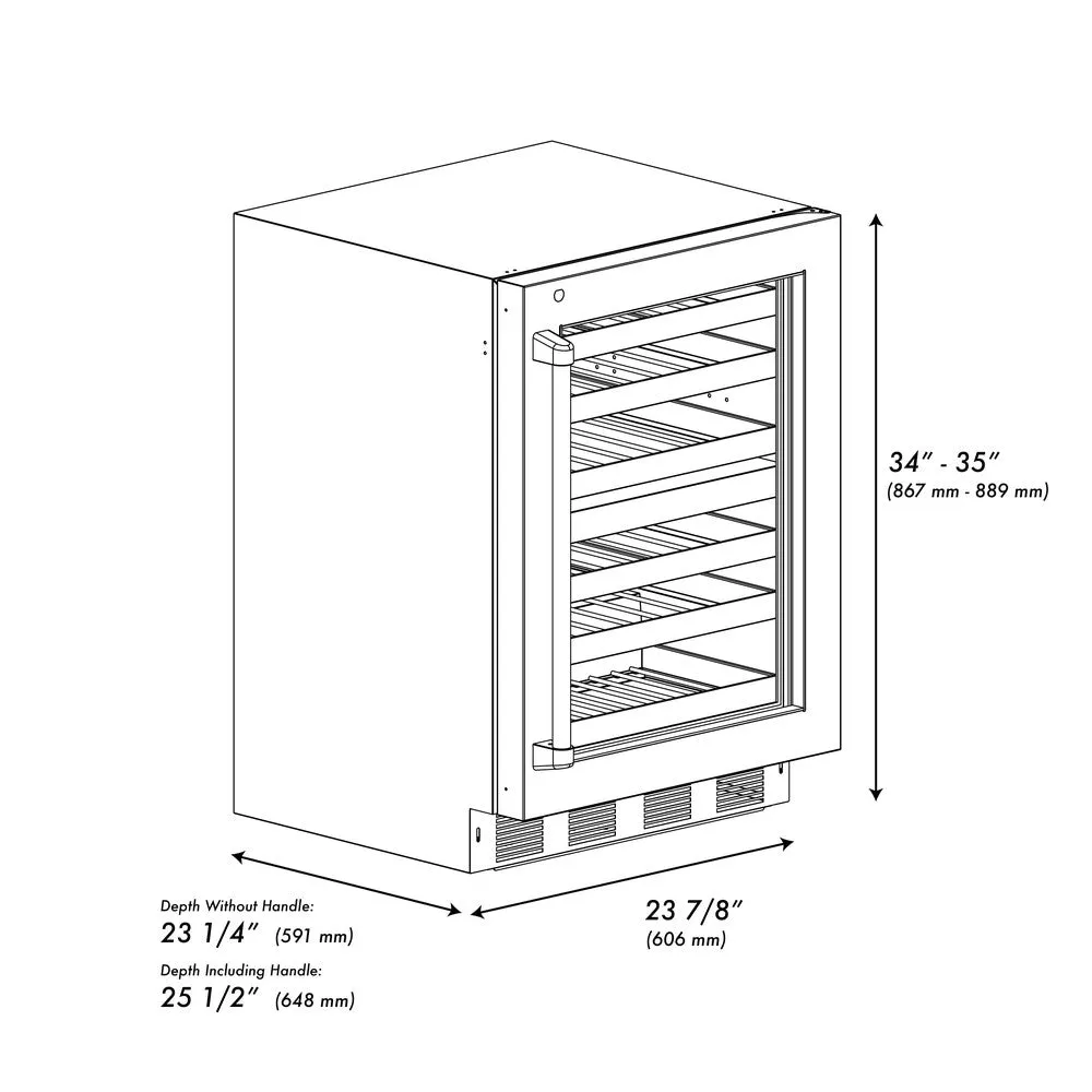 ZLINE 24 in. Touchstone Dual Zone 44 Bottle Wine Cooler With DuraSnow® Stainless Steel Glass Door (RWDO-SN-24)